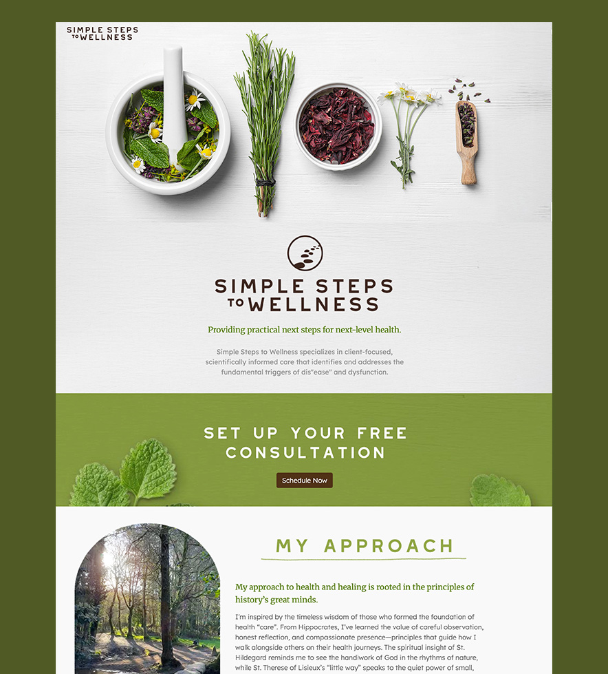 Design for the Web Page of a wellness small business